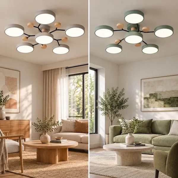 comparaison des plafonniers en bois et en métal