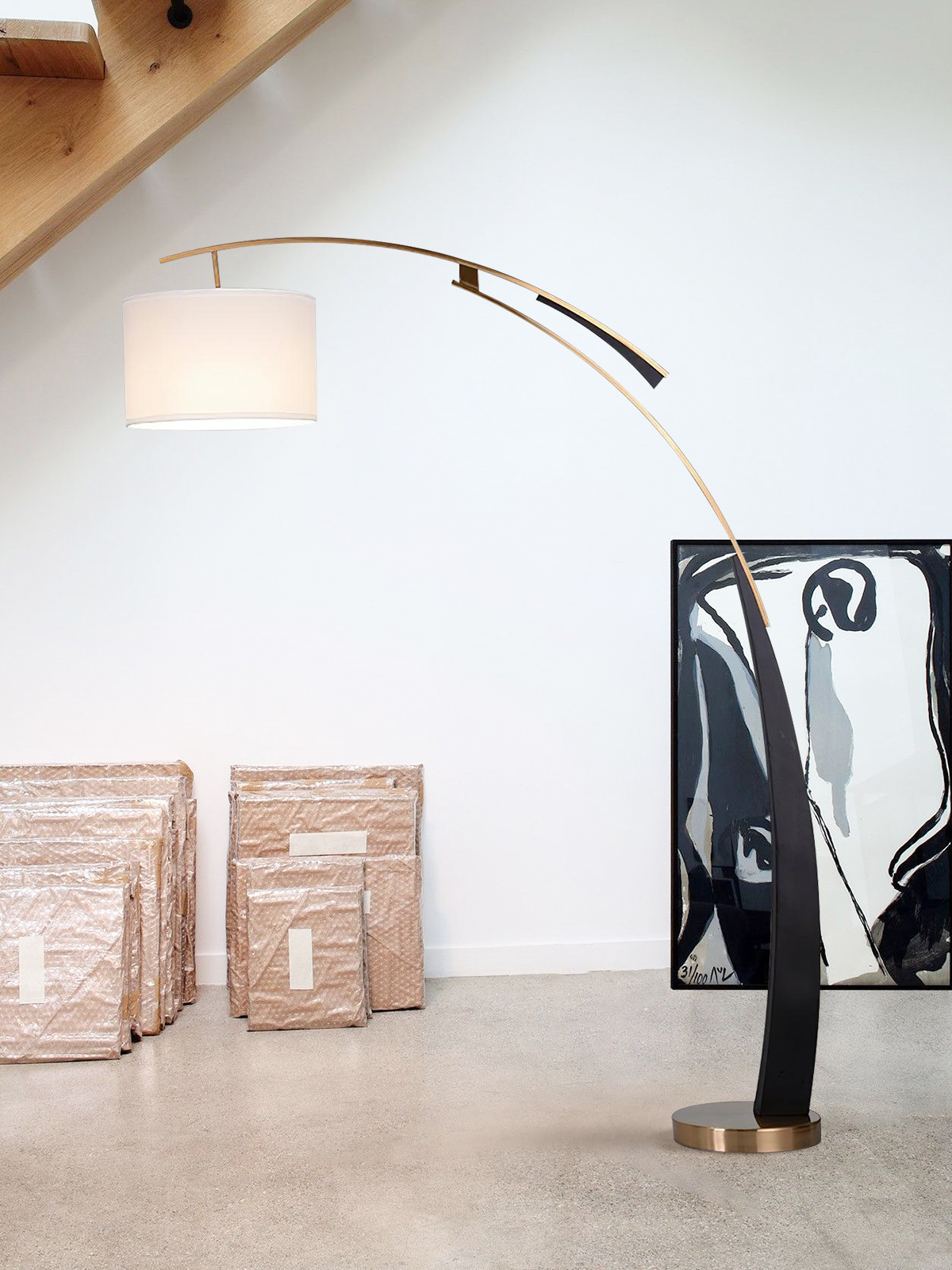 Lampada da terra moderna ad arco Cervino in metallo