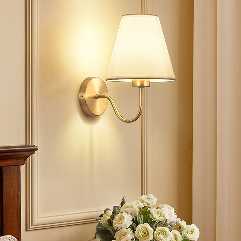 Eryn wall sconce with white fabric shade