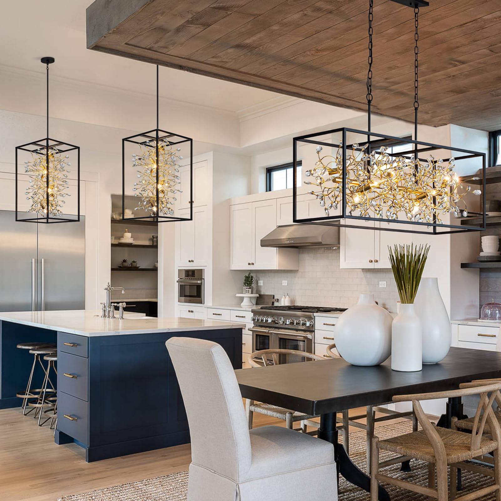 Brio Lighting Ellie 5 Light Traditional Chandelier Light Fixture, Gold  Farmhoe Island Lighting For Kitchen Dining Room, Large Linear Pendant Light  59.50 X 40.76 X 40.76 In (H X W X L, image size:1600x1600