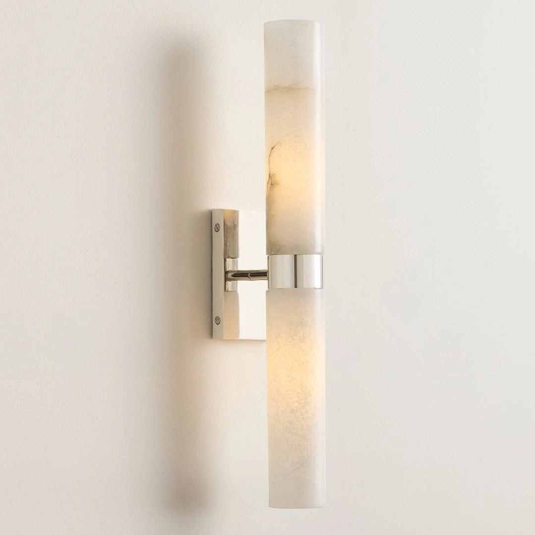 Marcellus Modern Alabaster Απλίκα τοίχου με διπλό σωλήνα nickel.webp__PID:fd16a378-f126-4f10-9677-72faf64de654