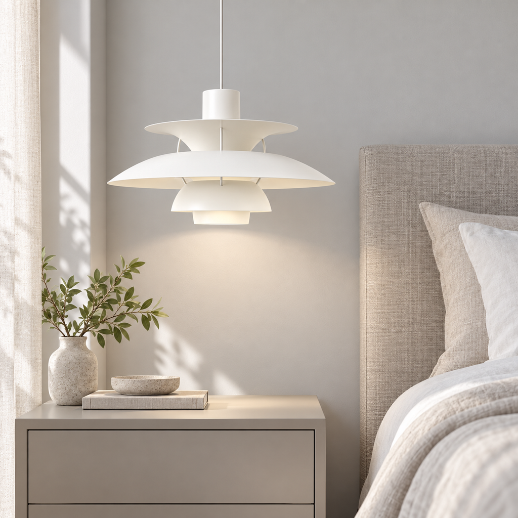 Nordic multi-tiered pendant lamp — White — interior scene