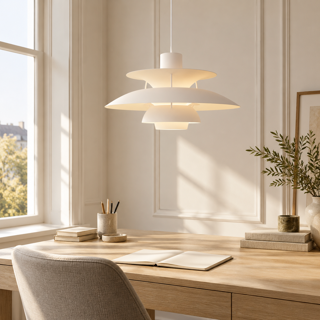 Nordic multi-tiered pendant lamp — Blush — interior scene
