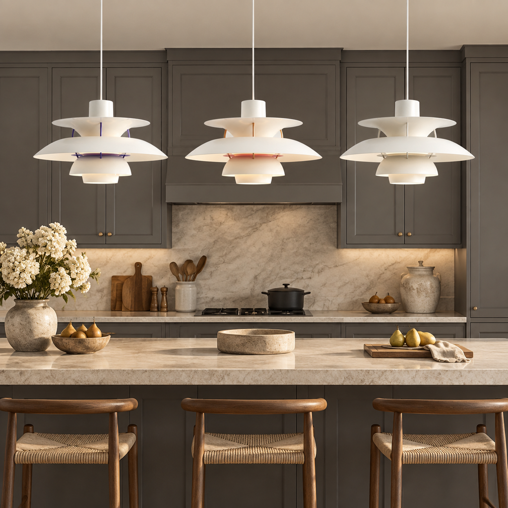 Nordic multi-tiered pendant lamp — White Classic, White Modern, White — interior scene
