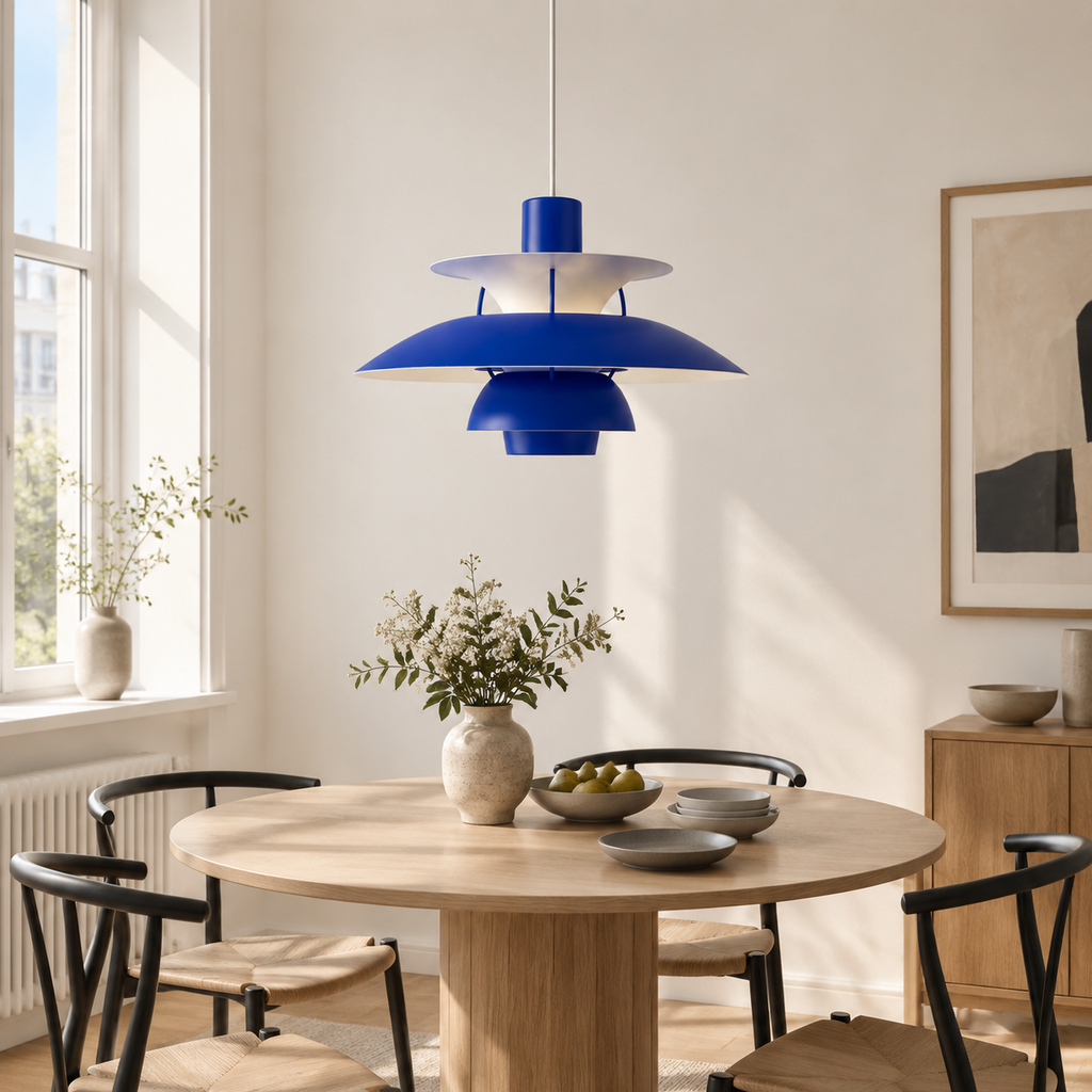 Nordic multi-tiered pendant lamp — Monochrome Blue — interior scene