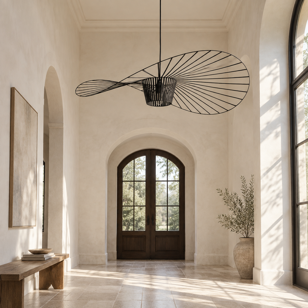Black ribbon pendant light — 04 entry