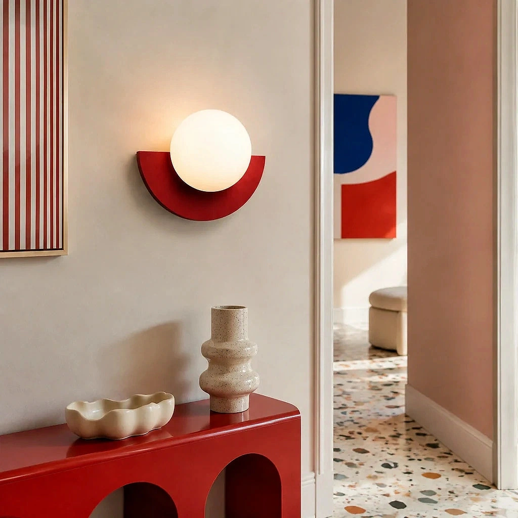Red lamp over a console