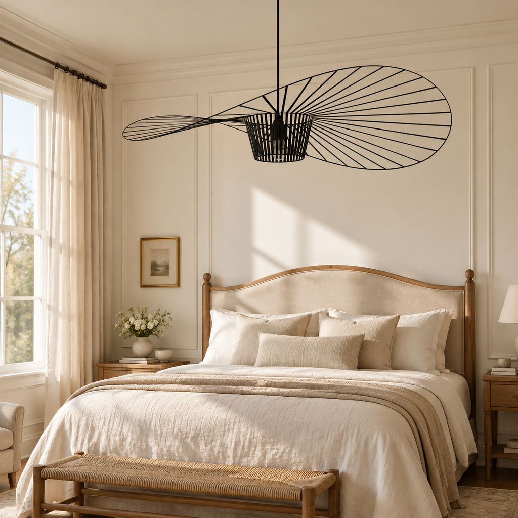 Black ribbon pendant light — 05 bedroom