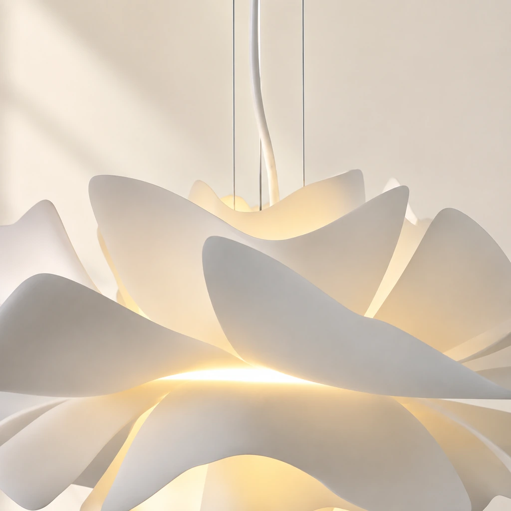 White lotus pendant upper petals and suspension cables