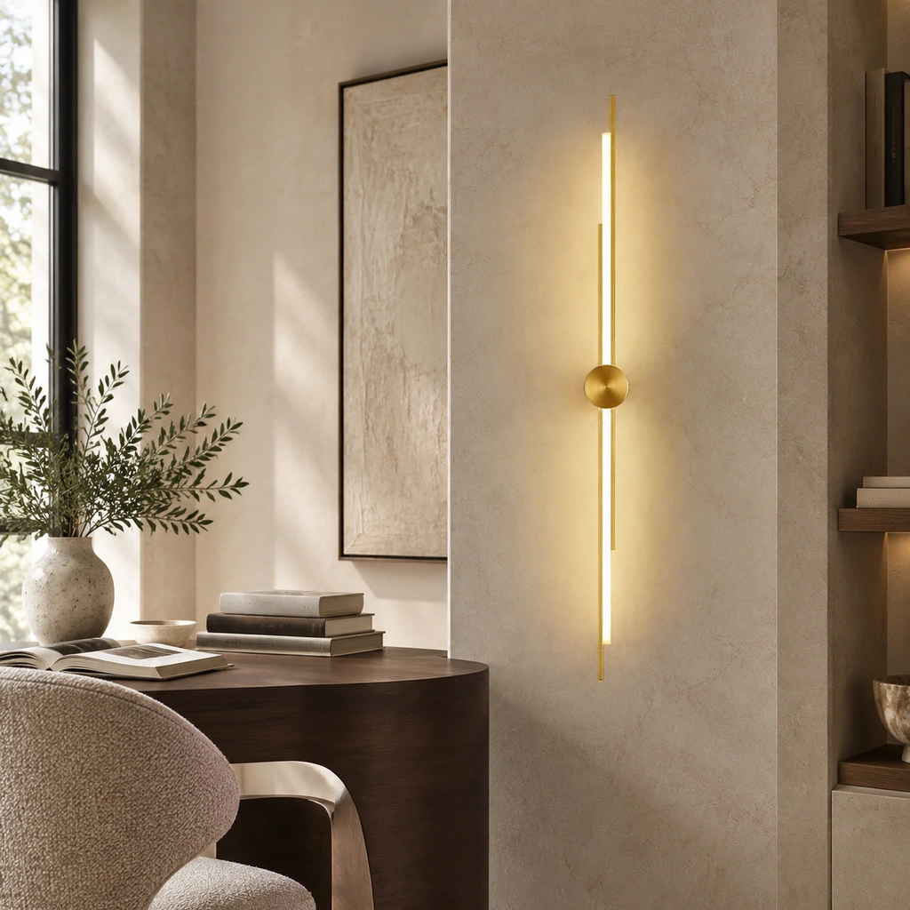 Lumen brass study wall light