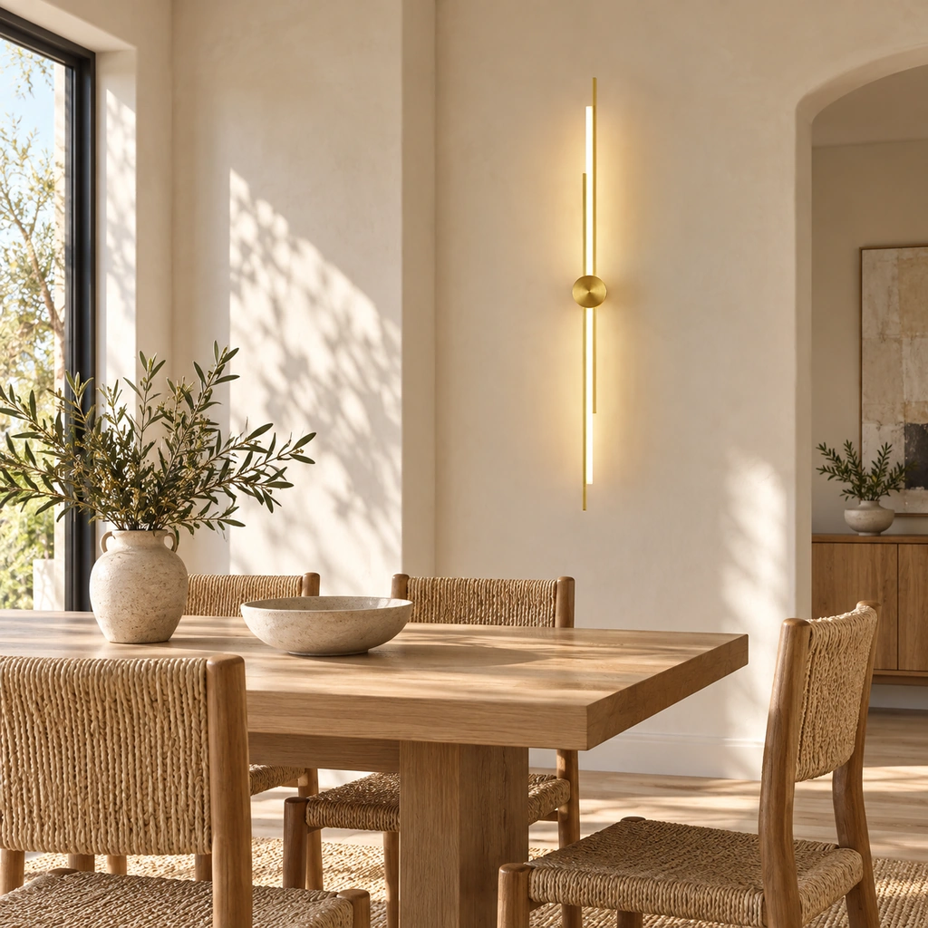 Lumen brass dining wall light