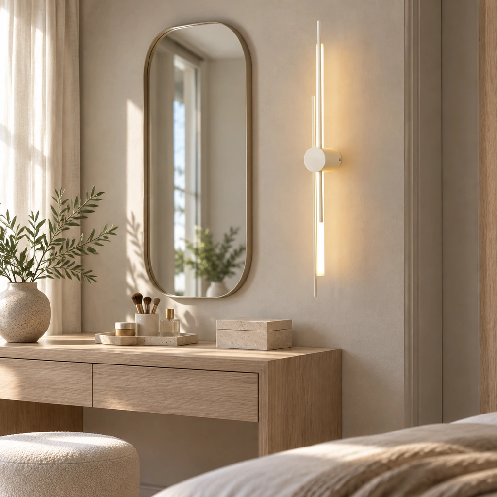 Lumen white vanity wall light