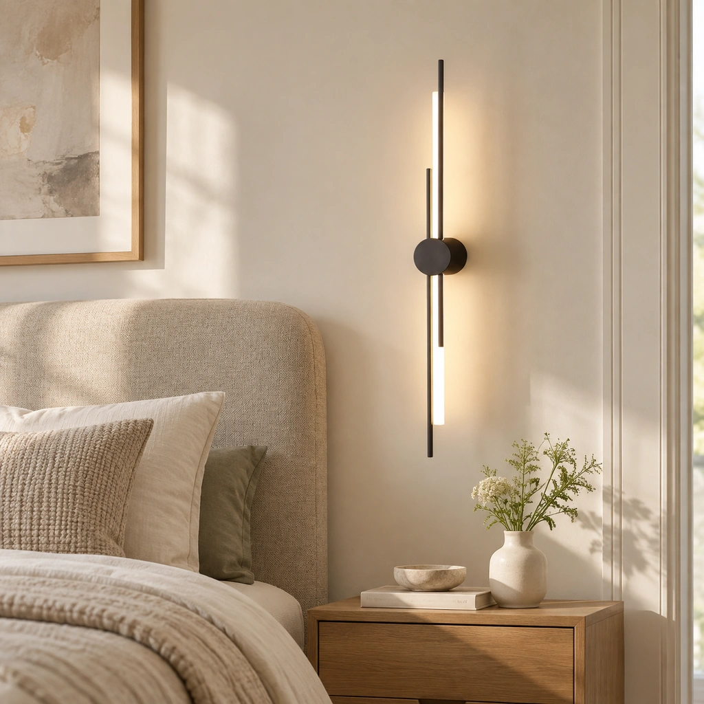 Lumen black bedside wall light