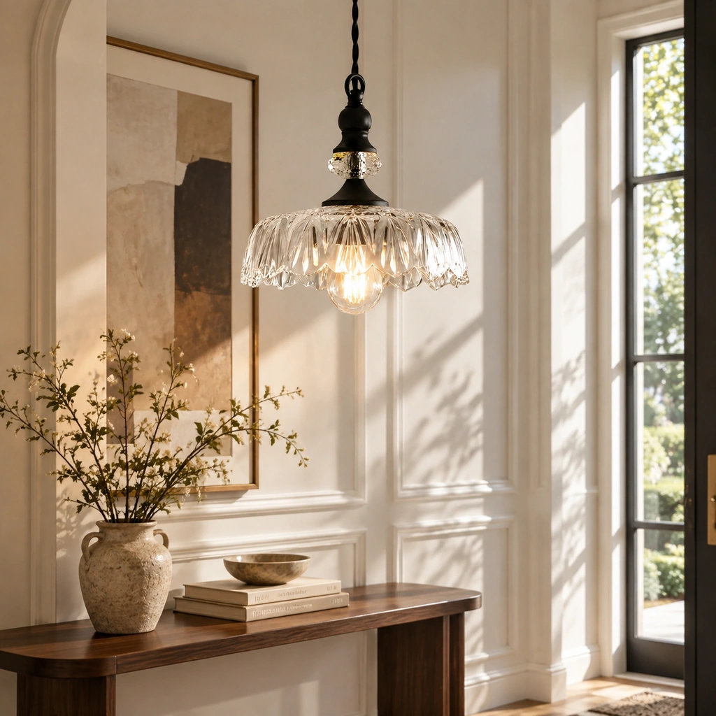 Sylvie Glass Flower Pendant Light, styled view