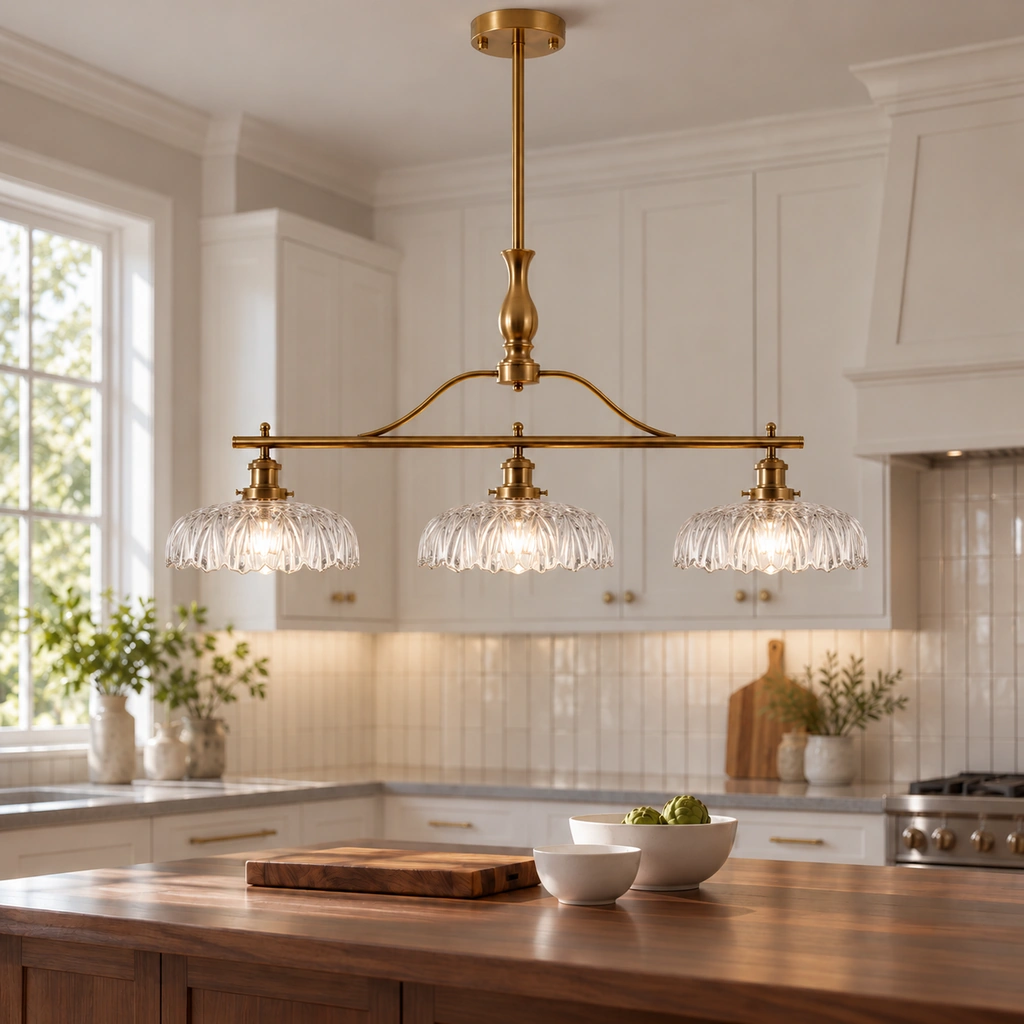 Rowan Textured Glass 3-Light Chandelier — scene