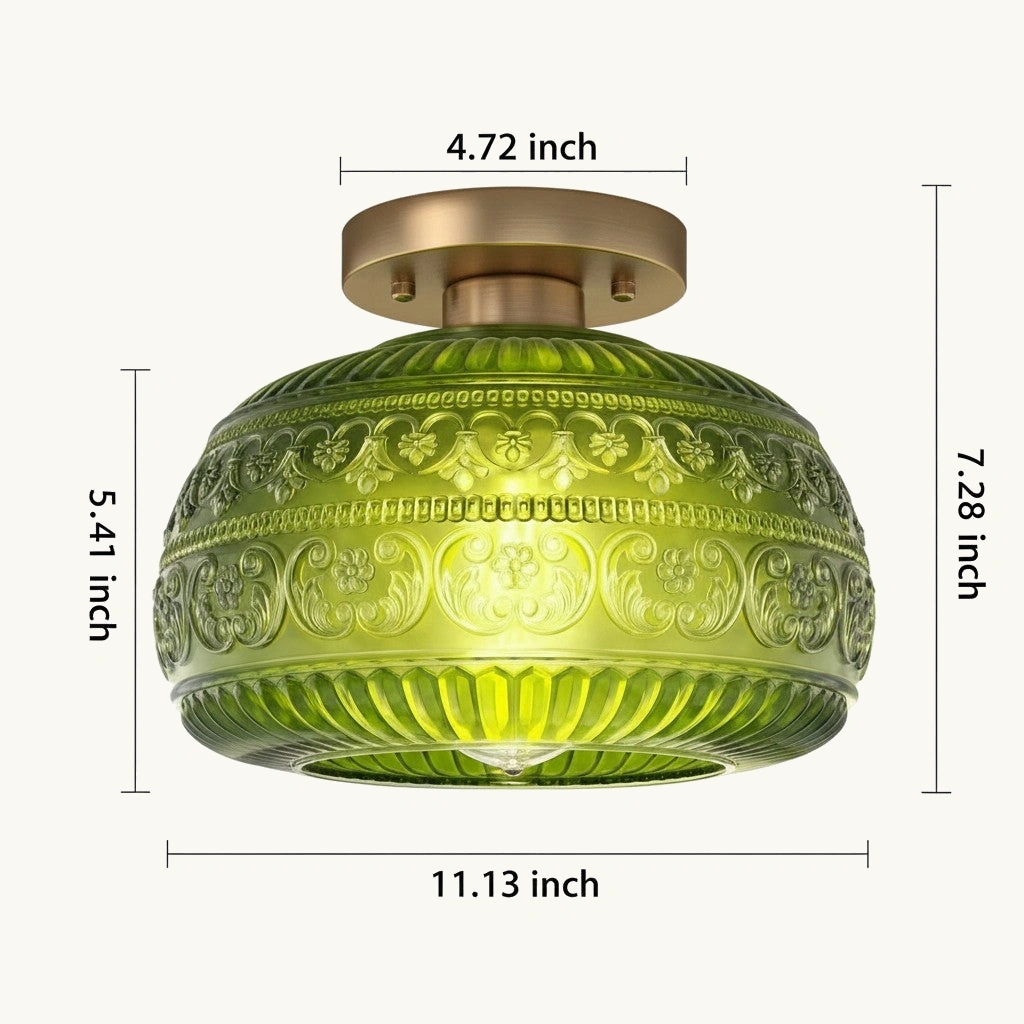 Oliver Carved Glass Semi-Flush Ceiling Light — dimension