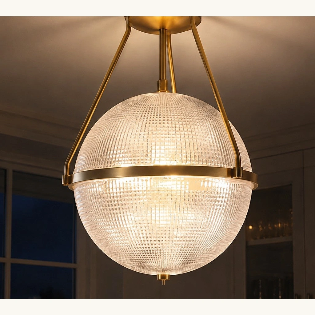 Athena Textured Glass Semi-Flush Light — detail