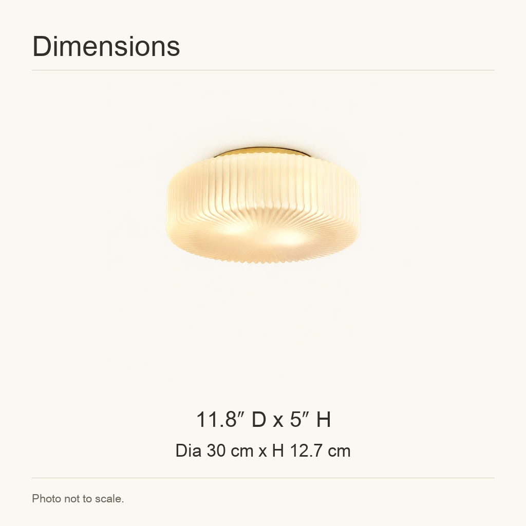 Elowen Ribbed Glass Flush Mount Light — dimension
