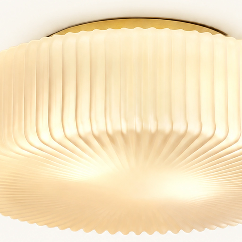 Elowen Ribbed Glass Flush Mount Light — detail