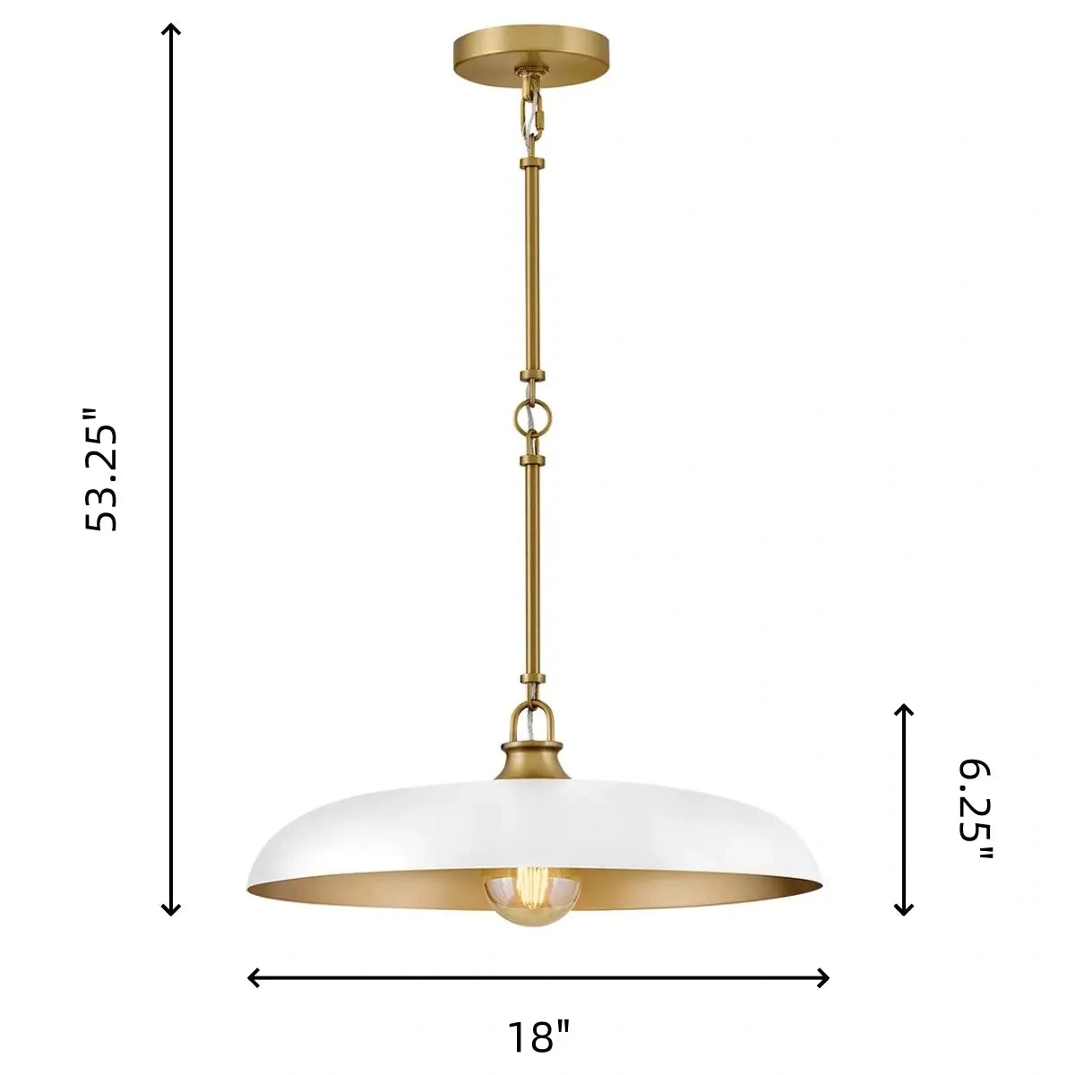 Original Quin18-inch shade drawing with6.25-inch shade height53.25-inch maximum