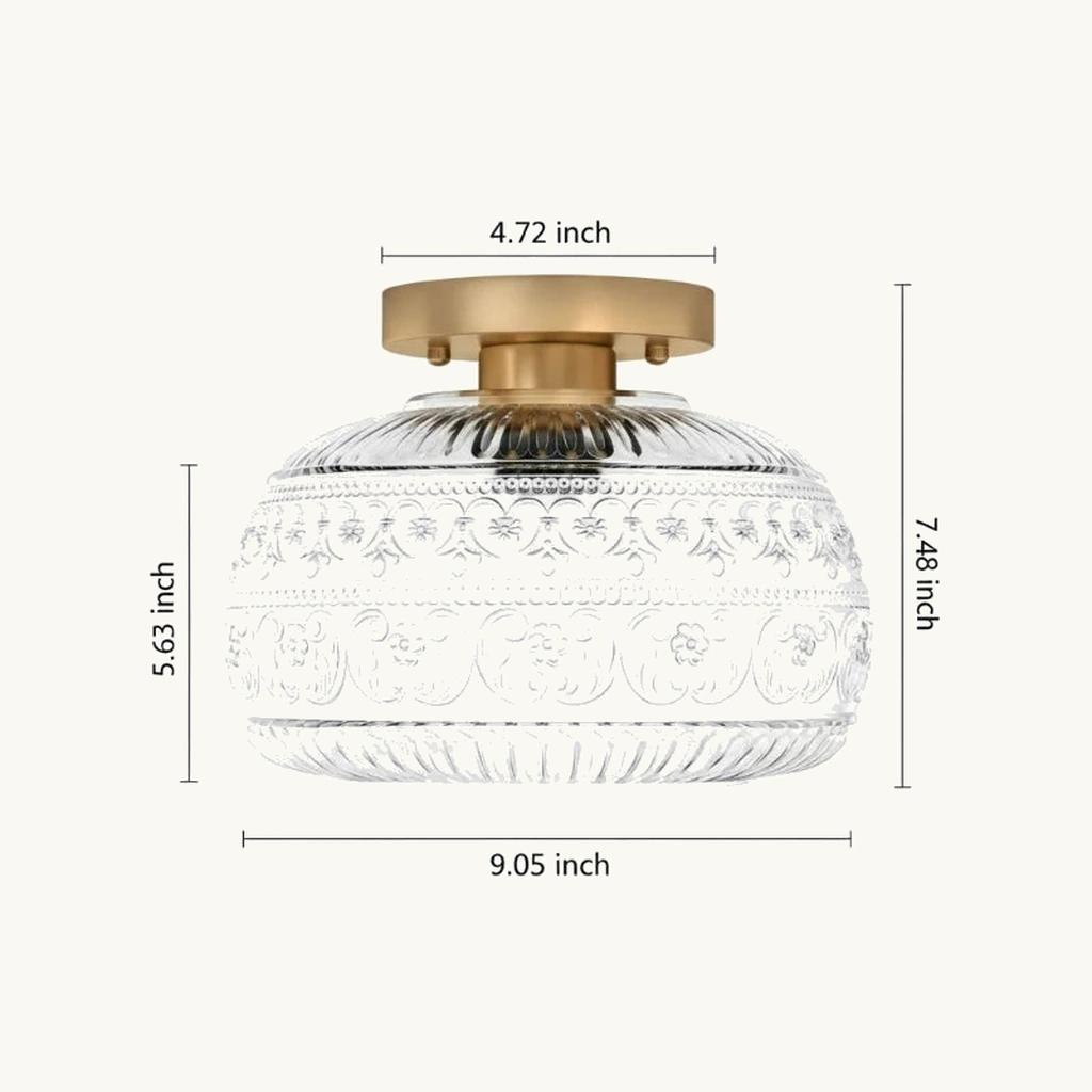 Oliver Carved Glass Semi-Flush Ceiling Light — dimension