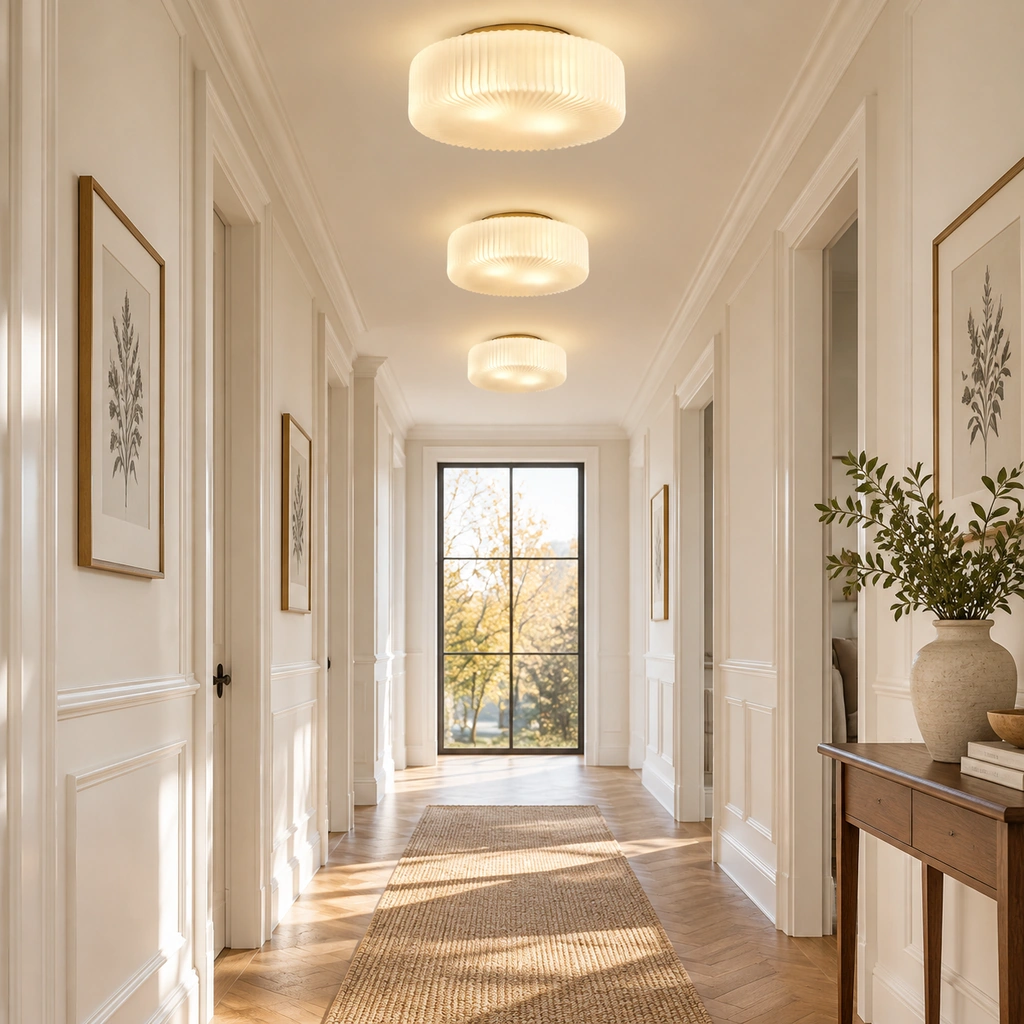 Elowen Ribbed Glass Flush Mount Light — scene