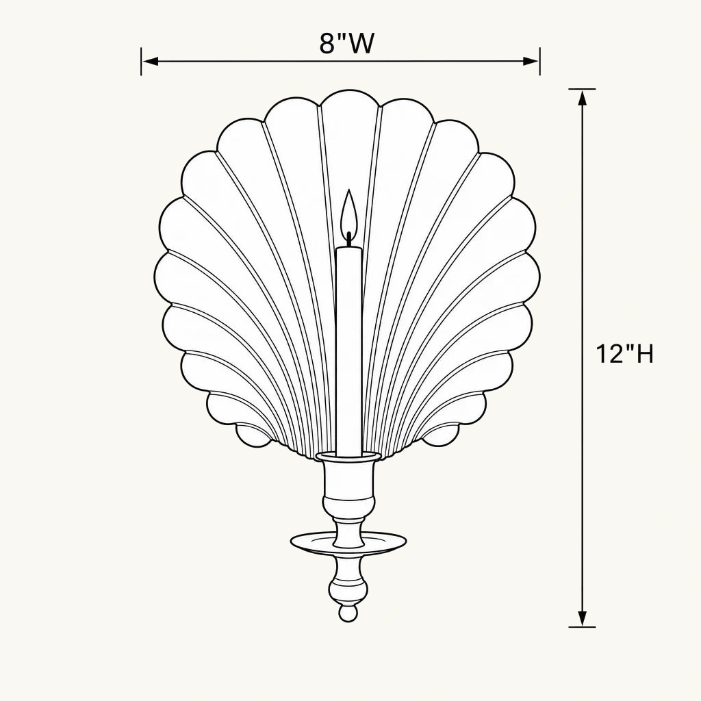 Solenne Brass Shell Candle Wall Sconce — dimension
