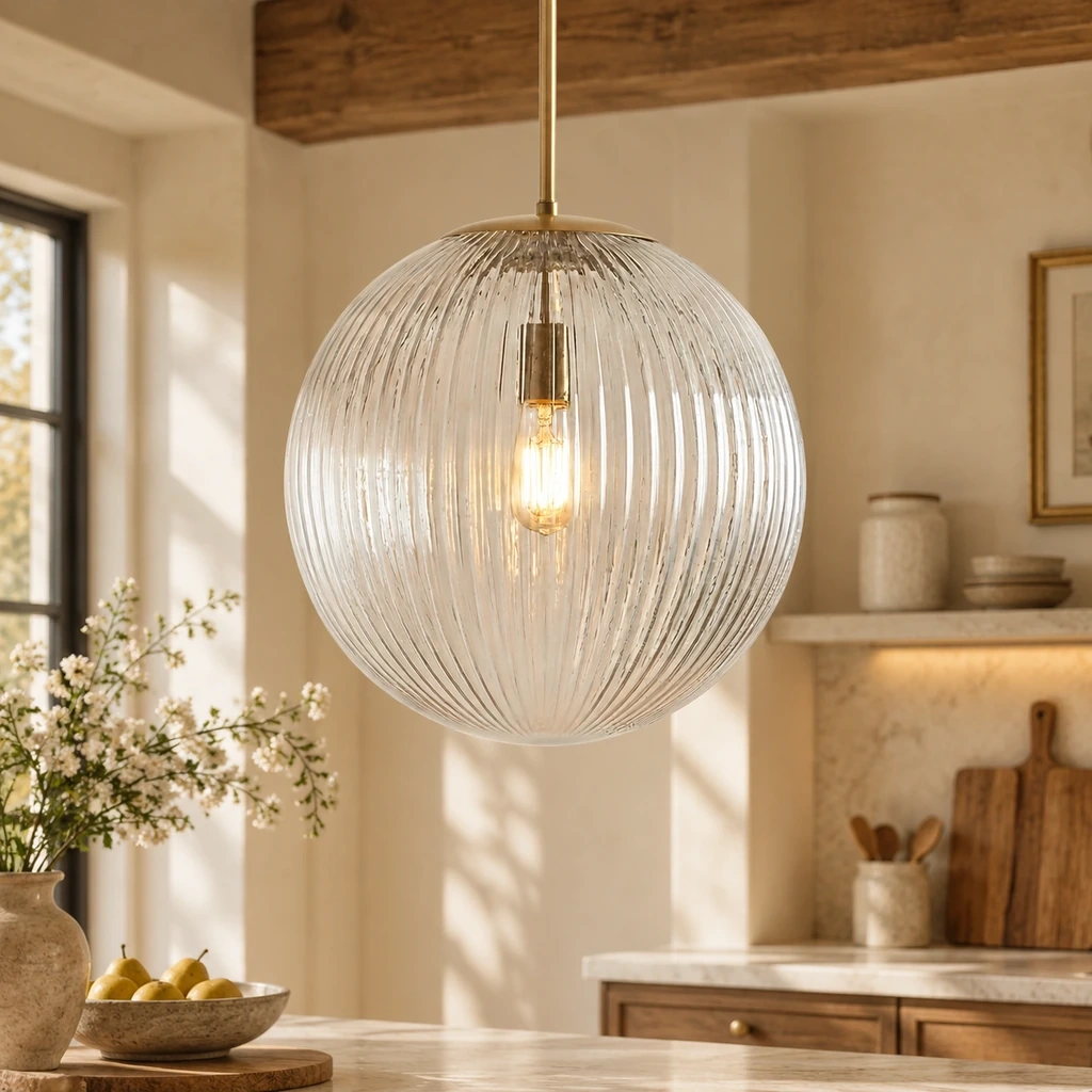 Vireo Ribbed Glass Pendant Light, sku view 4