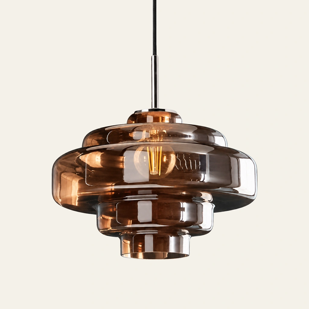 Mirelle pendant light in Brown, direct connection, on an ivory background