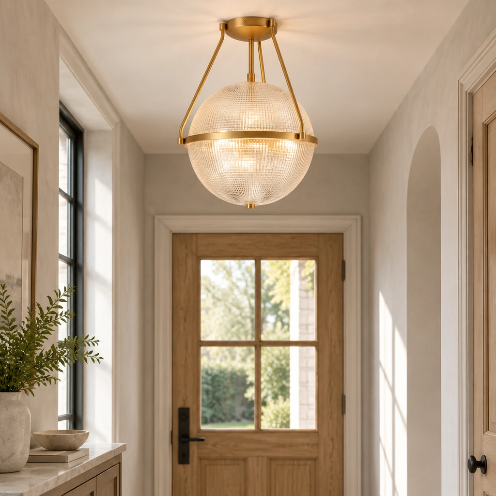 Athena Textured Glass Semi-Flush Light — scene