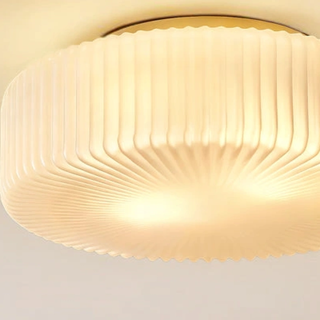 Elowen Ribbed Glass Flush Mount Light — detail