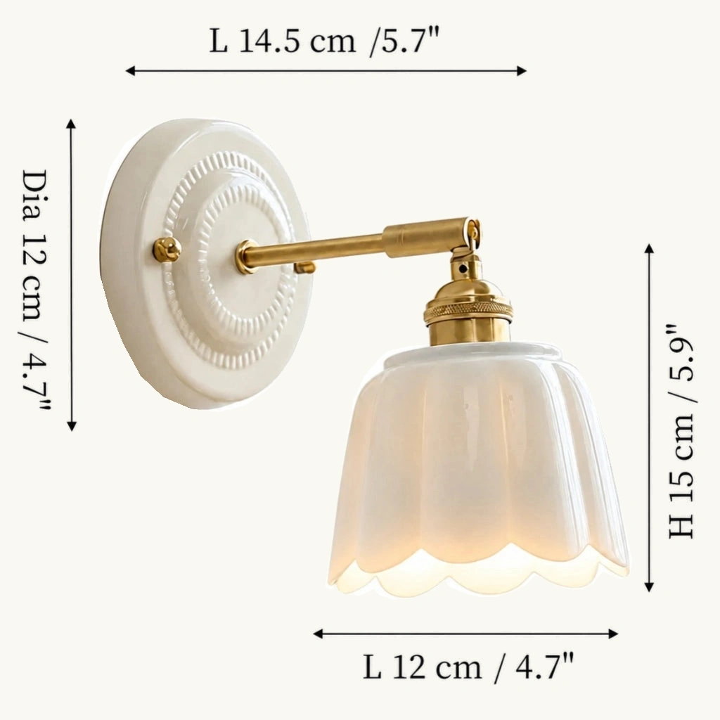 Lior Ceramic Flower Wall Sconce — dimension