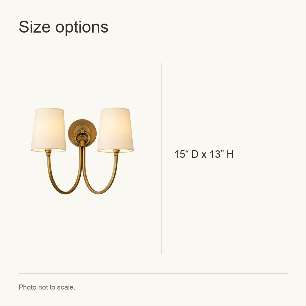 Hollis Linen Double Wall Sconce — dimension