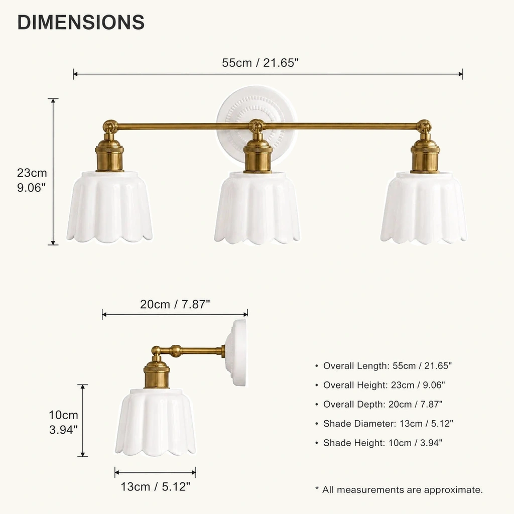 Lior Ceramic Flower Wall Sconce — dimension