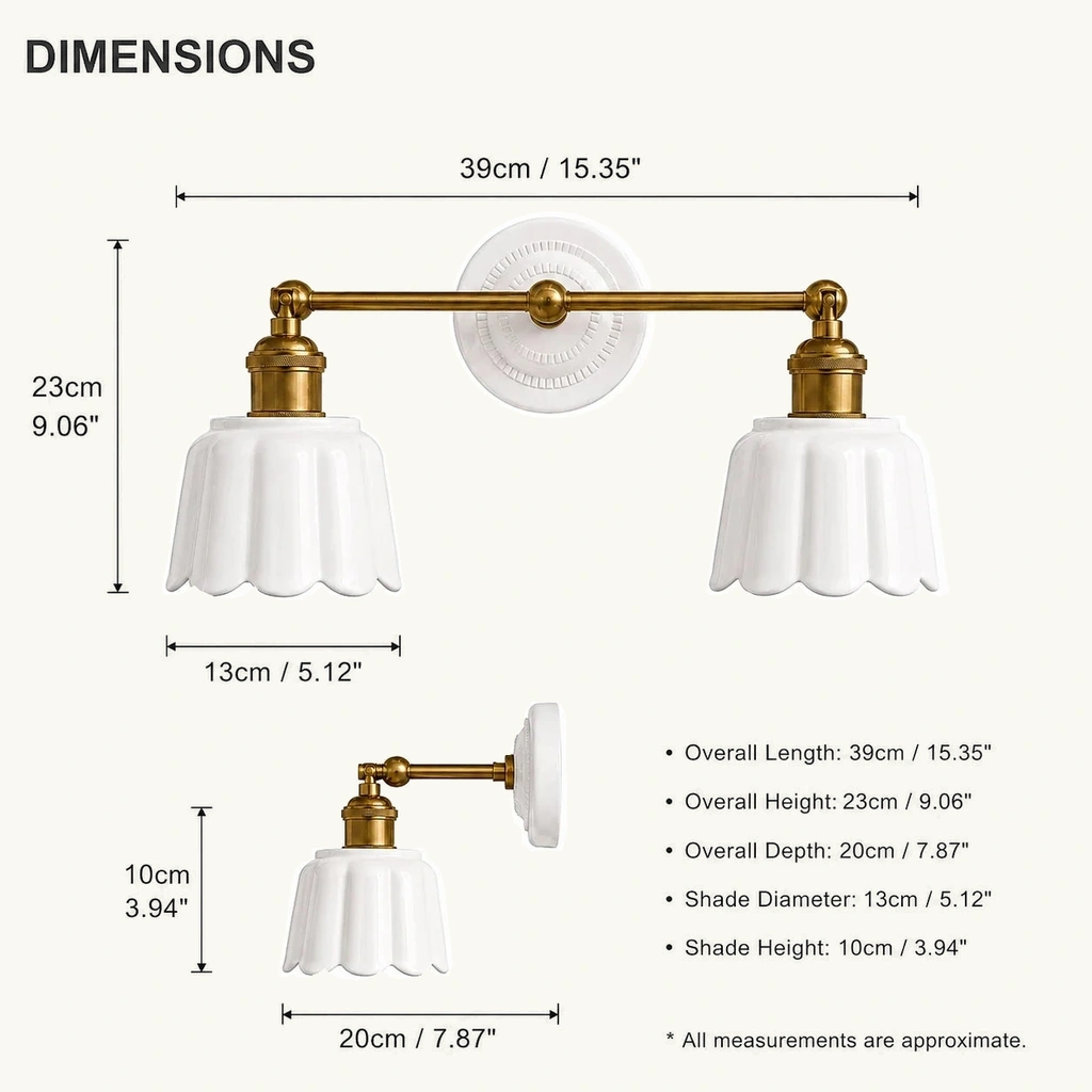 Lior Ceramic Flower Wall Sconce — dimension