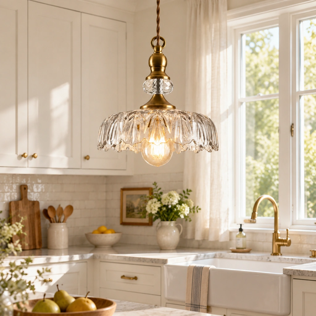 Sylvie Glass Flower Pendant Light, scene view 1
