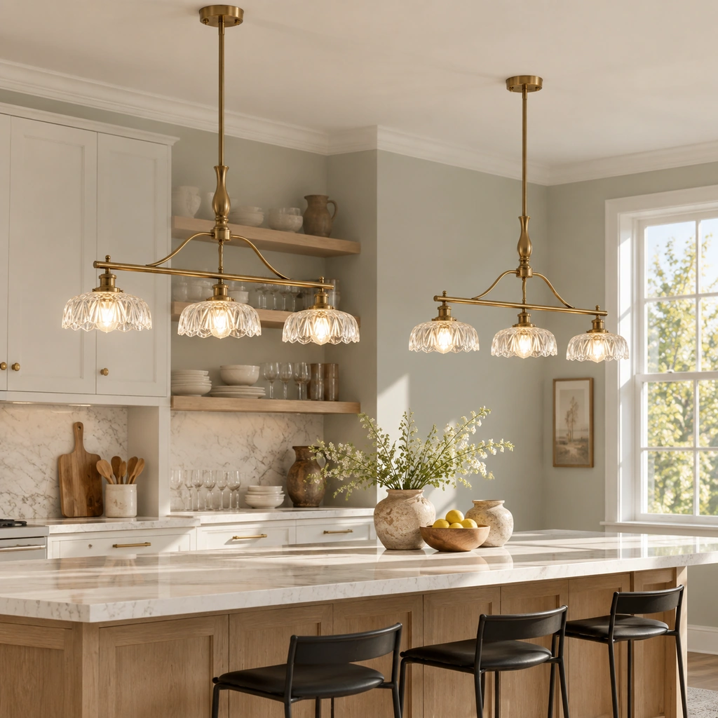 Rowan Textured Glass 3-Light Chandelier — scene