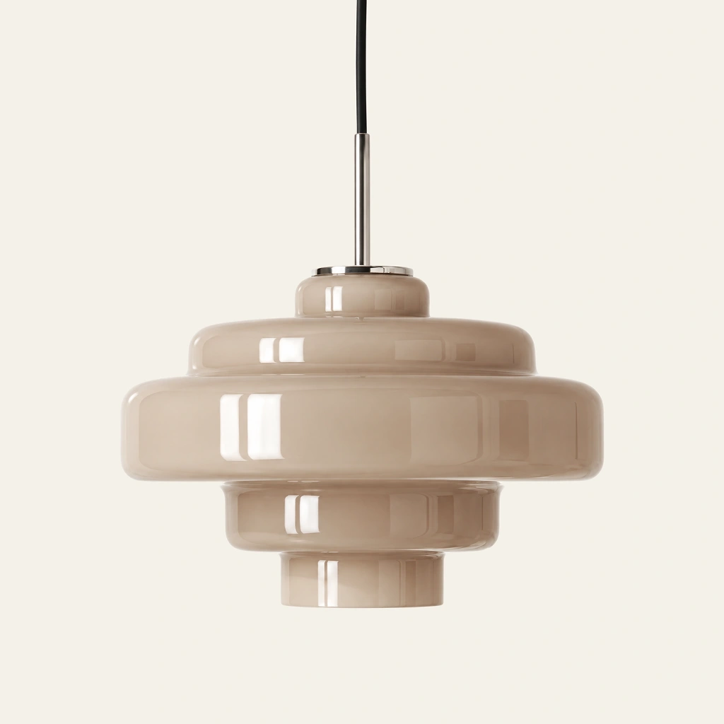 Mirelle pendant light in Taupe, direct connection, on an ivory background