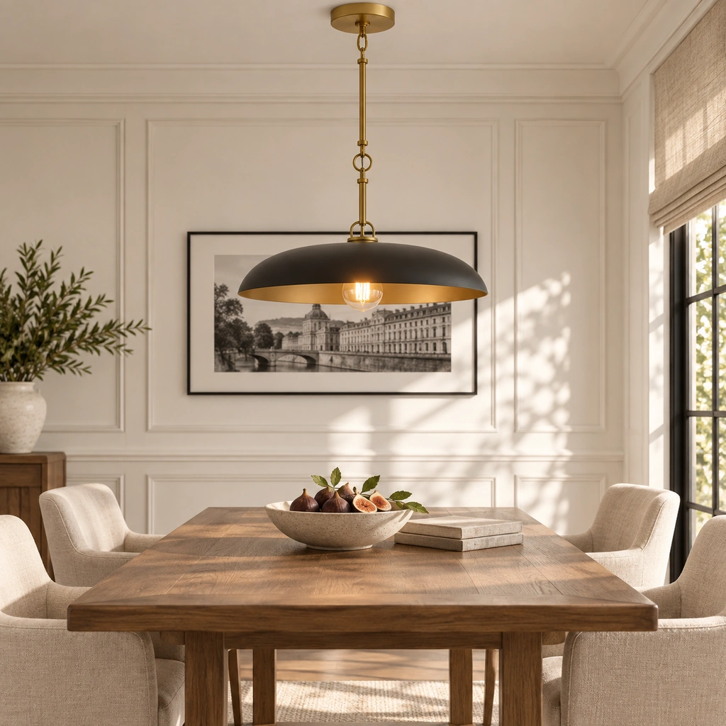 Quin Metal Disc Pendant Light — scene