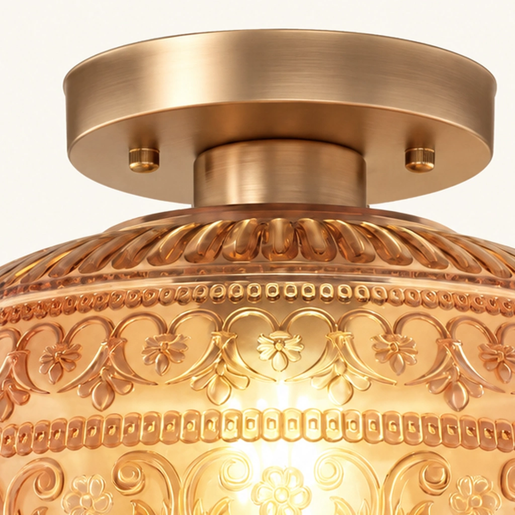 Oliver Carved Glass Semi-Flush Ceiling Light — detail