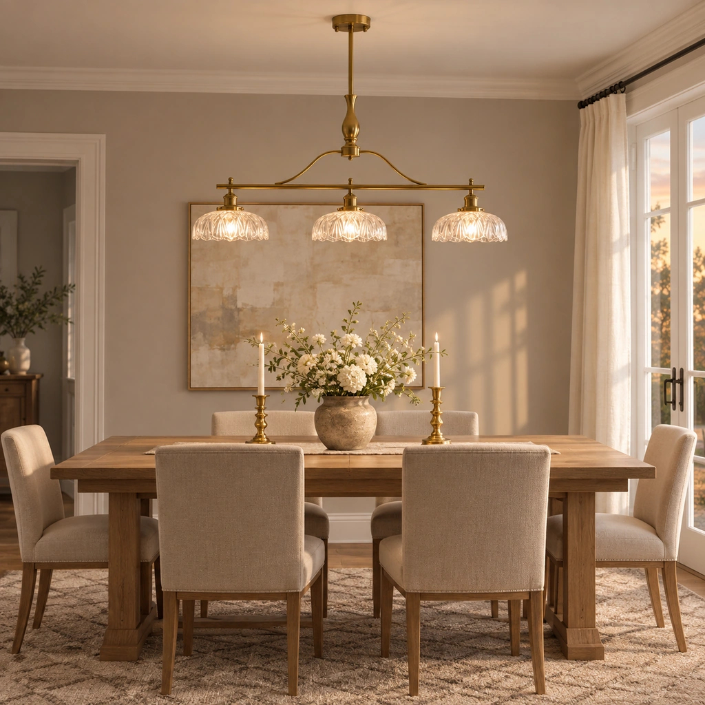 Rowan Textured Glass 3-Light Chandelier — scene