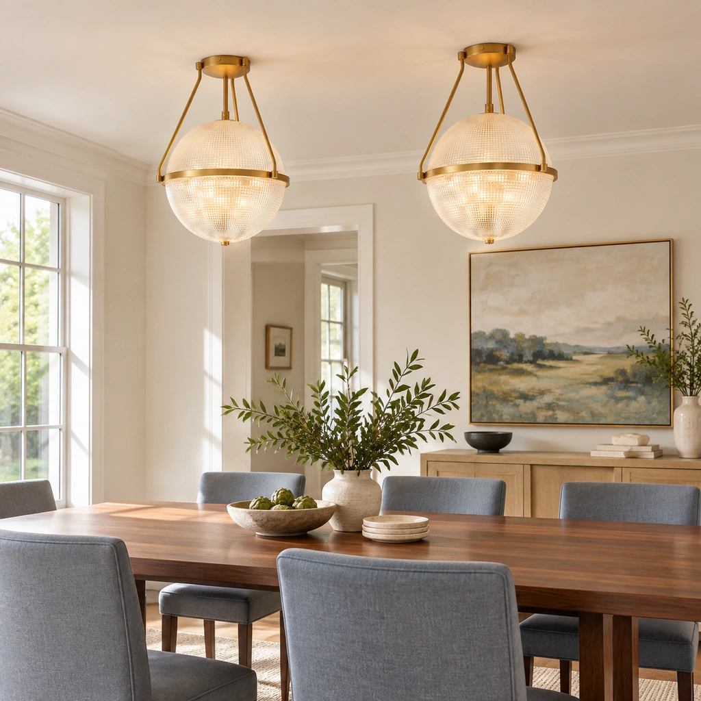 Athena Textured Glass Semi-Flush Light — scene