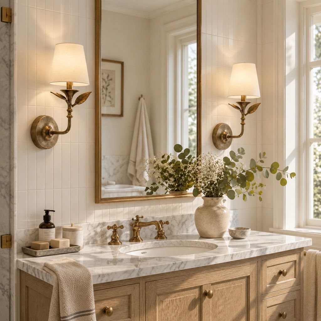 Celia Botanical Linen Wall Sconce — scene