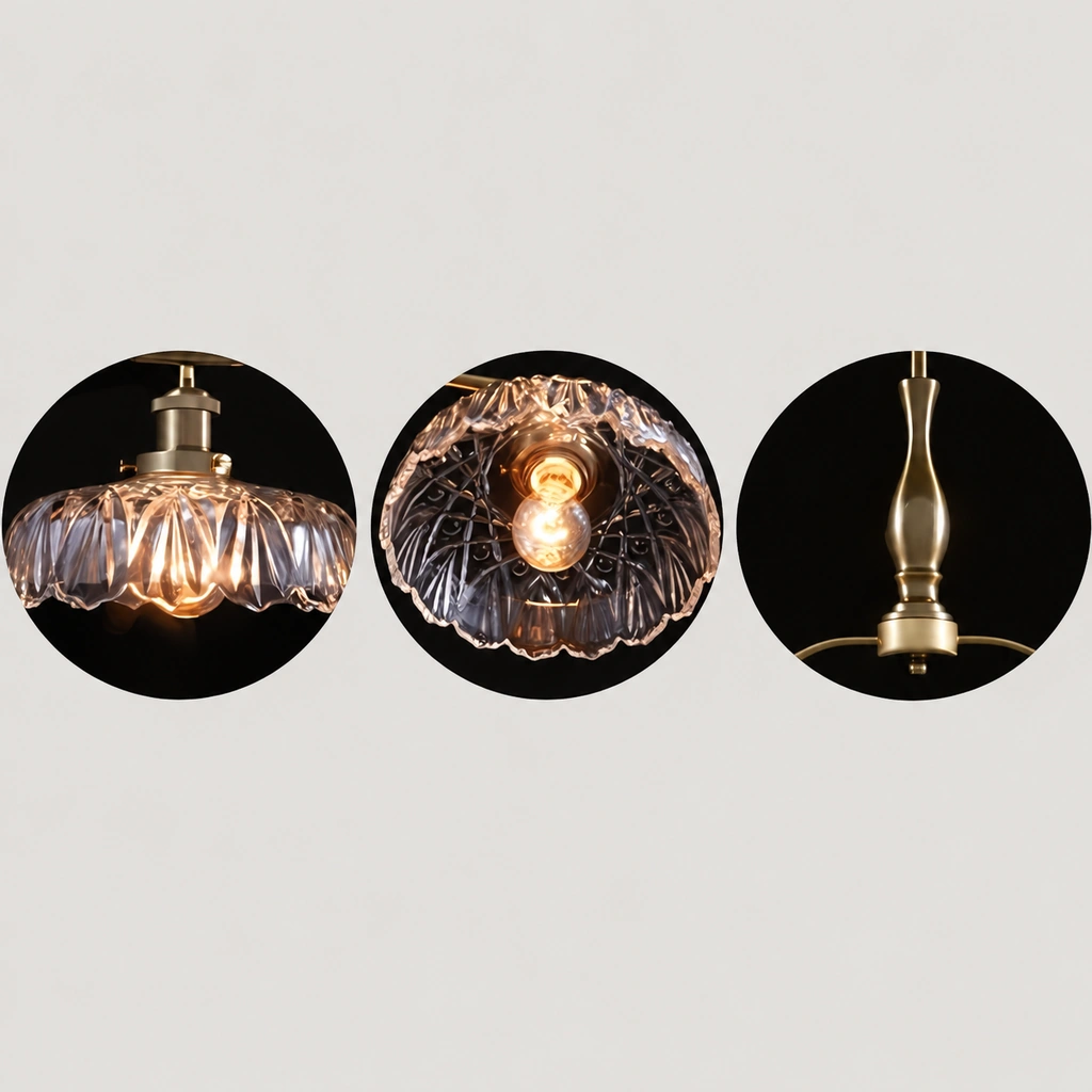 Rowan patterned glass shades with scalloped rims