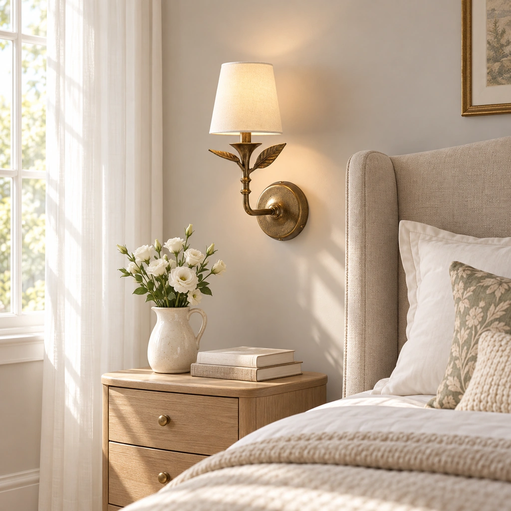 Celia Botanical Linen Wall Sconce — scene