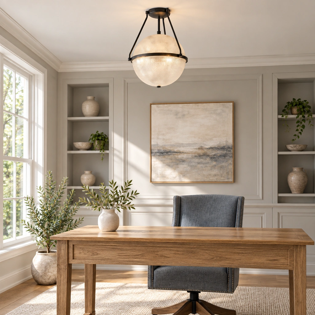 Athena Textured Glass Semi-Flush Light — scene