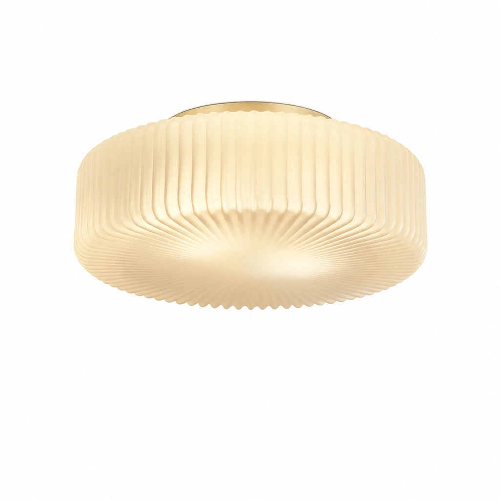 Elowen White ribbed opaline glass ceiling light on a white background