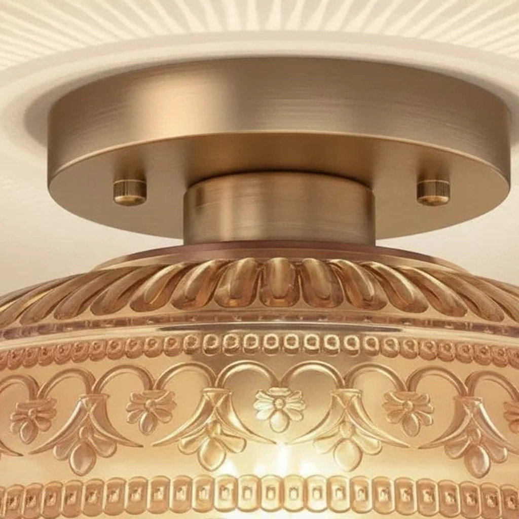 Oliver Carved Glass Semi-Flush Ceiling Light — detail