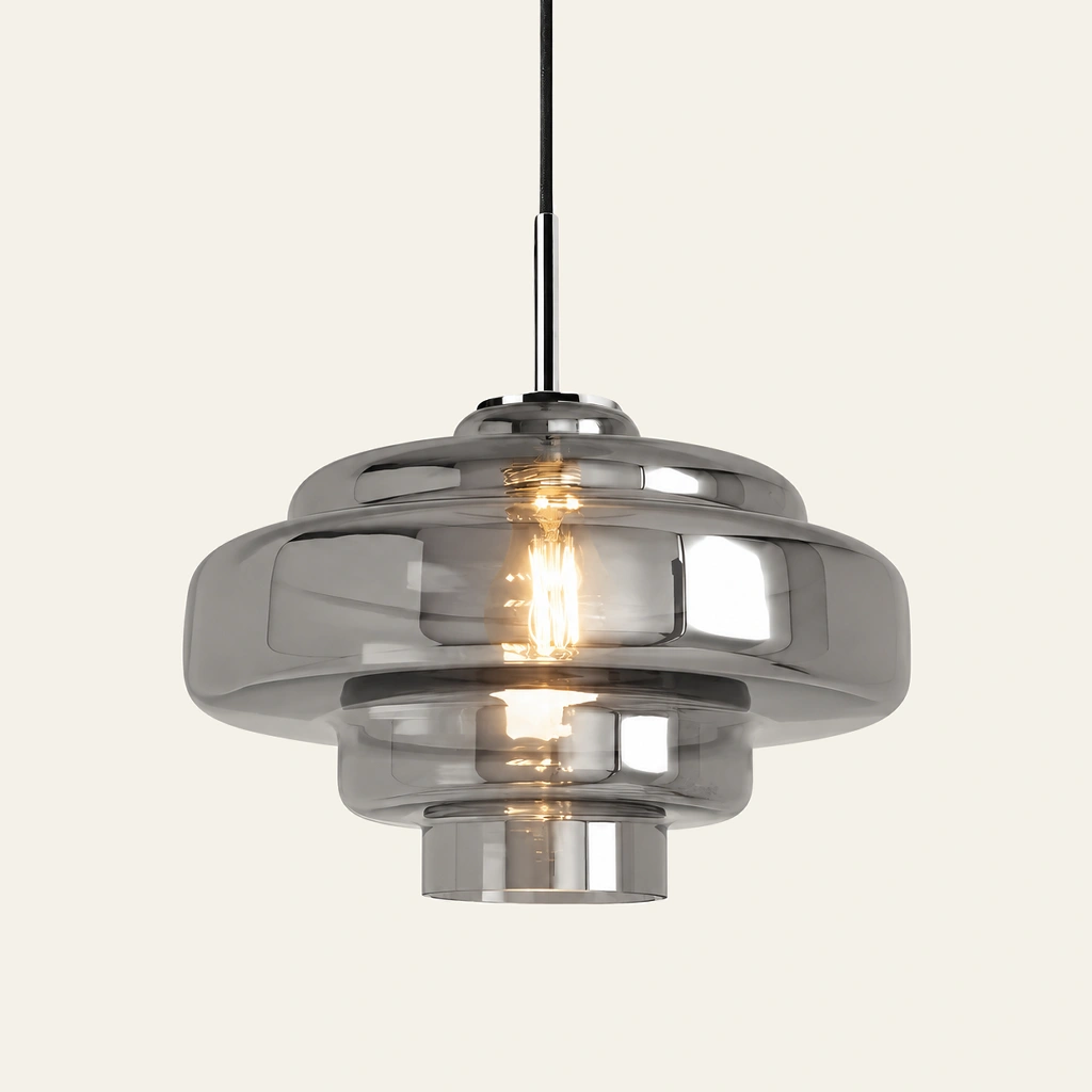 Mirelle pendant light in Smoke Grey, direct connection, on an ivory background