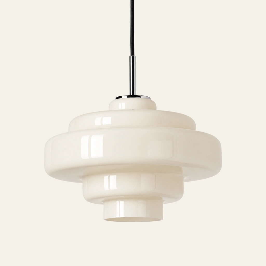 Mirelle pendant light in White, direct connection, on an ivory background
